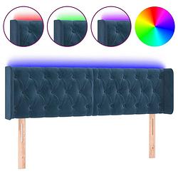 Foto van The living store hoofdbord donkerblauw - led-verlichting - verstelbare hoogte - zacht fluweel - 163x16x78/88 cm