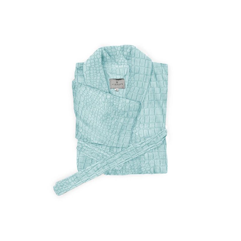 Foto van Linnick flanel fleece badjas croco - mint groen - l