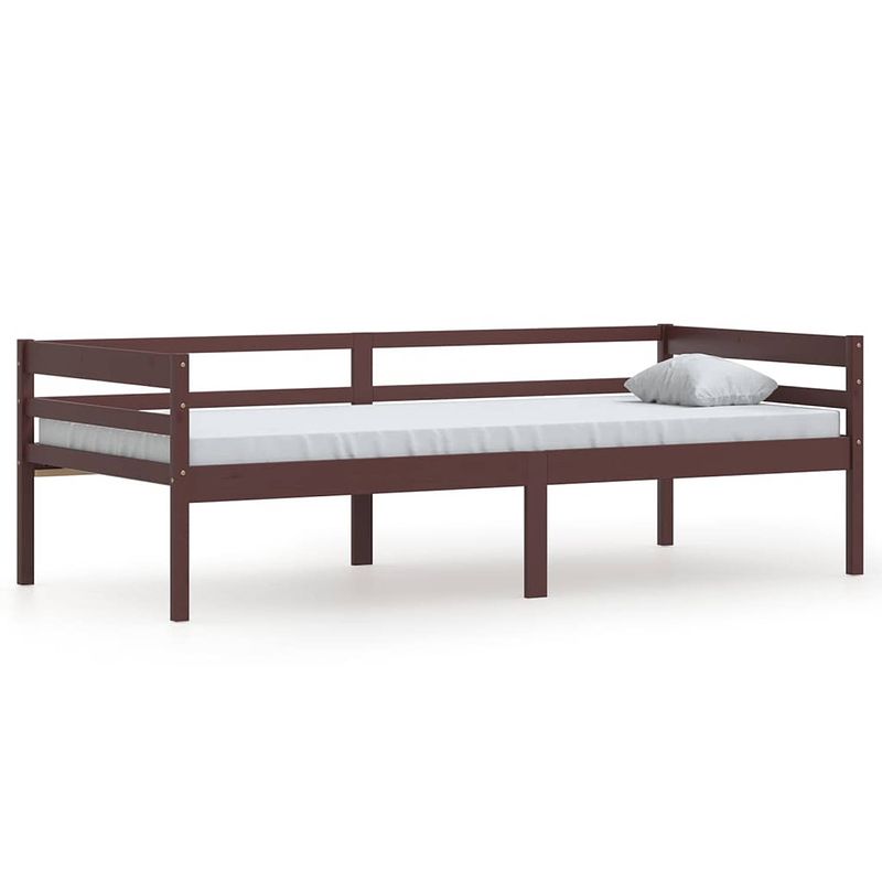 Foto van The living store bedframe grenenhout 200x90x65 cm - massief - donkerbruin