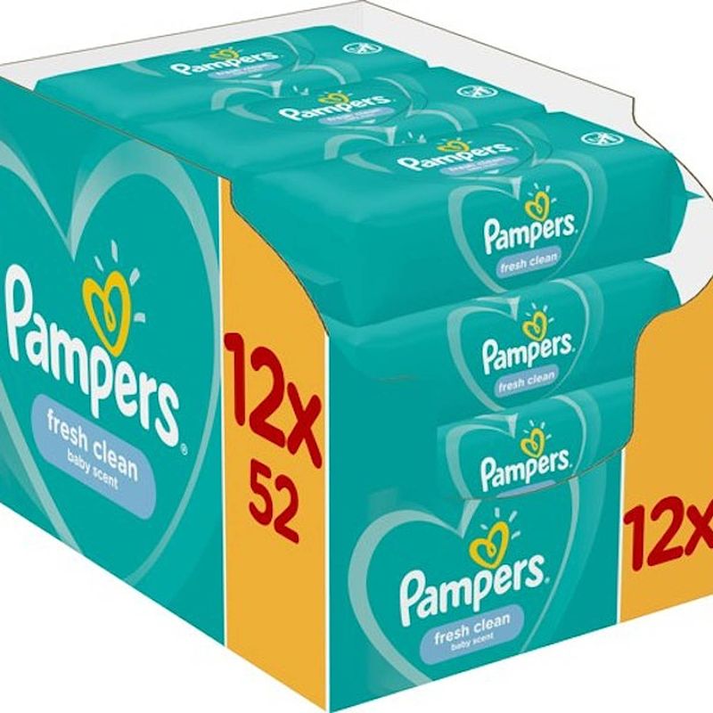 Foto van Pampers fresh clean babydoekjes - 12 x 52 pakken
