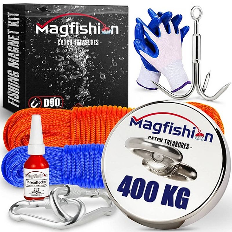 Foto van Magfishion magneetvissen mega set - 400 kg - vismagneet - 2x touw + dreghaak - magneet vissen