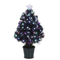 Foto van Fiber optic kerstboom/kunst kerstboom met verlichting en piek ster 60 cm - kunstkerstboom