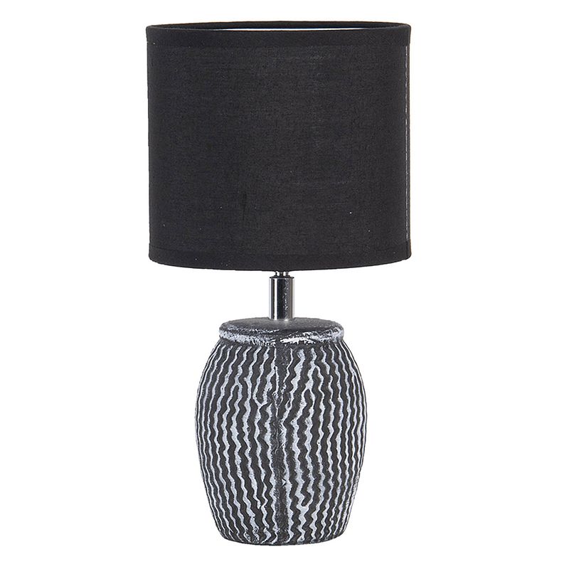 Foto van Haes deco - tafellamp - modern chic - stijlvolle lamp, ø 15x26 cm - grijs/wit - bureaulamp, sfeerlamp, nachtlampje