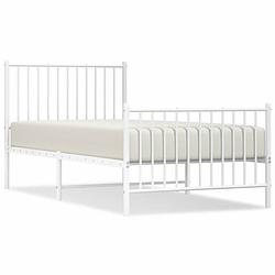 Foto van The living store robuust klassiek bedframe - 196x95x90.5cm - wit - gepoedercoat staal