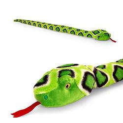 Foto van Pluche knuffel dier slang groen 100 cm - knuffeldier