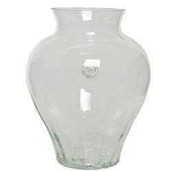 Foto van Bloemen vaas transparant van glas 28 cm hoog diameter 24 cm - vazen