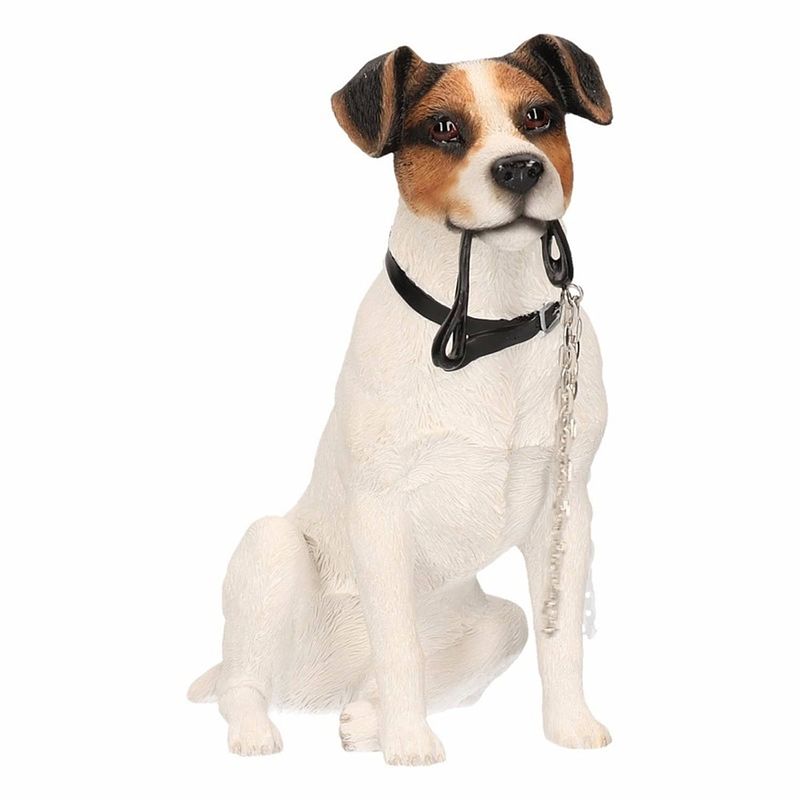 Foto van Honden beeldje jack russel met riem 15 cm - beeldjes