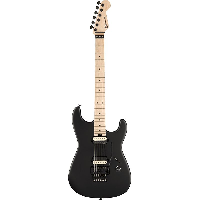 Foto van Charvel jim root signature pro-mod san dimas satin black elektrische gitaar met soft case