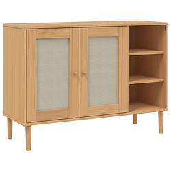 Foto van Vidaxl dressoir senja 112x40x80 cm rattan massief grenenhout bruin