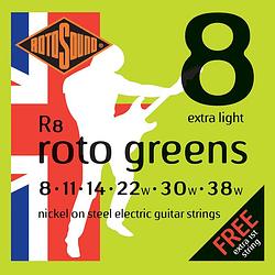 Foto van Rotosound r8 roto greens set elektrische gitaarsnaren 008 - 038w