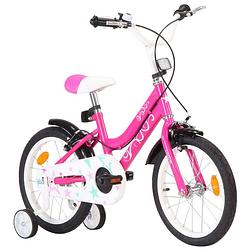 Foto van The living store kinderfiets 16 inch - zwart/roze - in hoogte verstelbaar - met zijwieltjes