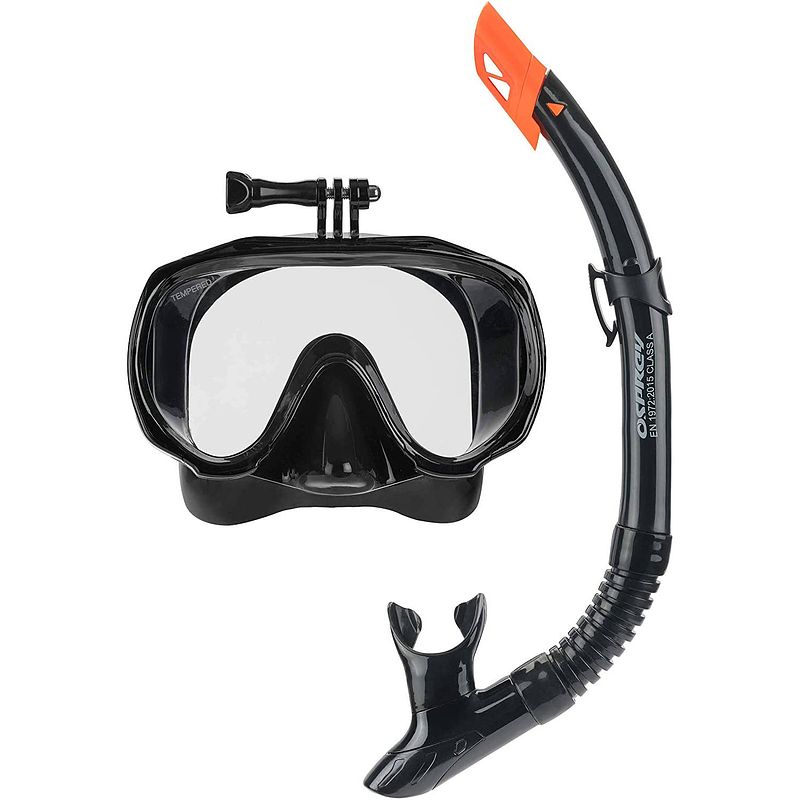 Foto van Osprey snorkelset met camerahouder siliconen zwart 2-delig