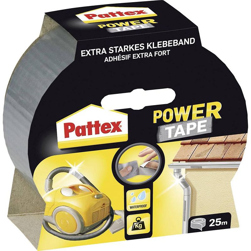 Foto van Pattex pt2ds textieltape pattex power tape zilver (l x b) 25 m x 50 mm 1 stuk(s)