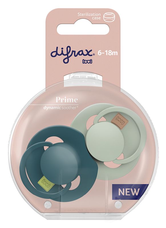 Foto van Difrax lovi prime pacifier 6-18 months - pistachio/green