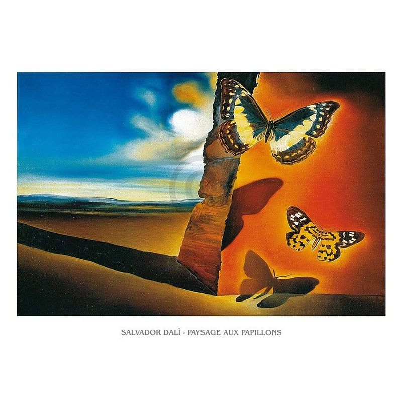 Foto van Salvador dali - paysage aux papillons kunstdruk 120x90cm