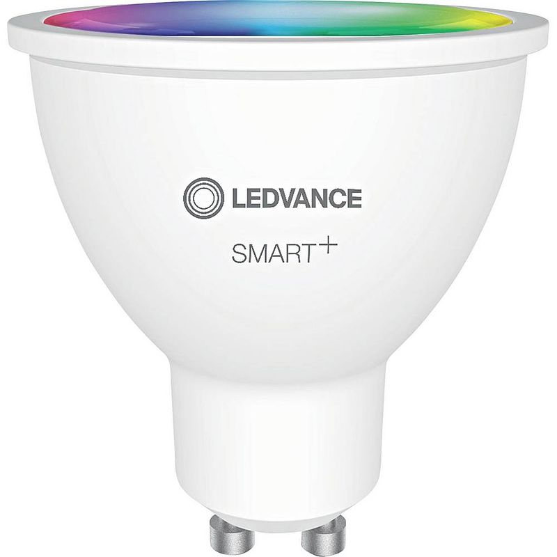 Foto van Ledvance smart+ energielabel: g (a - g) smart+ spot gu10 multicolour 40 100° 5 w/2700k gu10 gu10 5 w rgbw