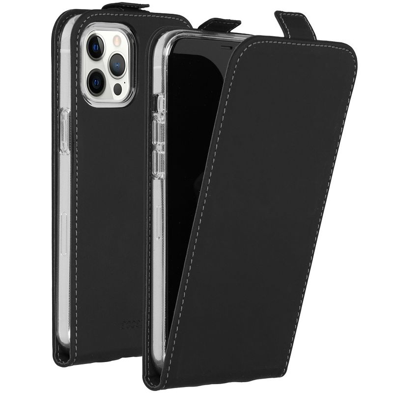 Foto van Accezz flipcase voor apple iphone 12 pro max telefoonhoesje zwart