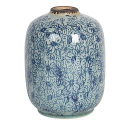 Foto van Clayre & eef vaas 6ce1201 ø 12*16 cm blauw keramiek rond bloempot