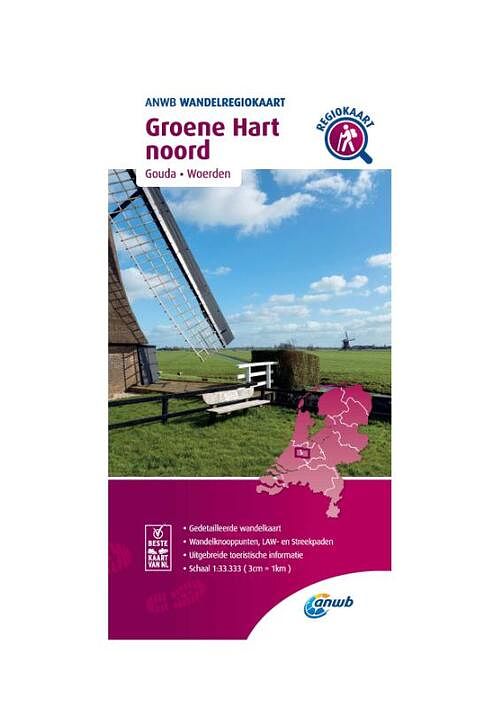 Foto van Wandelregiokaart groene hart noord 1:33.333 - anwb - paperback (9789018046637)