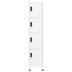 Foto van The living store lockerkast - staal - 38 x 45 x 180 cm - wit - 4 afsluitbare deuren