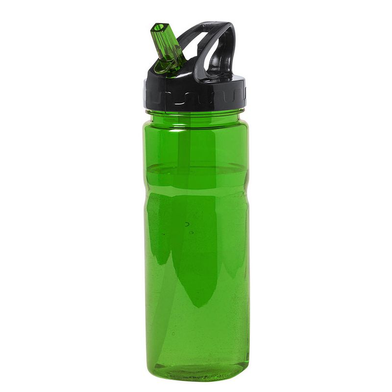 Foto van Kunststof waterfles/drinkfles/sportfles - groen transparant - met drinktuit - 650 ml - drinkflessen