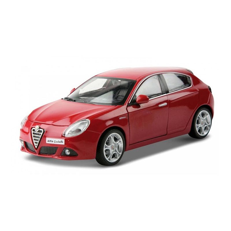 Foto van Modelauto alfa romeo giulietta rood 18 x 7 x 6 cm - schaal 1:24 - speelgoedauto - miniatuurauto