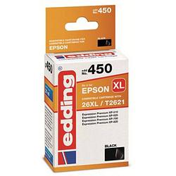 Foto van Edding cartridge vervangt epson t26xl (t2621) compatibel single zwart edd-450 18-450