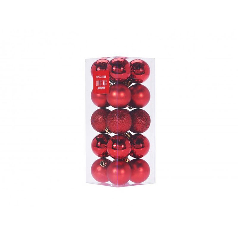 Foto van Kerstballen rood ?4 cm - mat & glimmend - 20 kerstballen