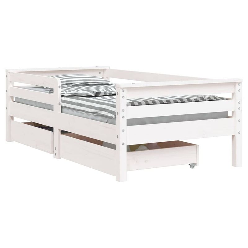 Foto van Vidaxl kinderbedframe met lades 70x140 cm massief grenenhout wit