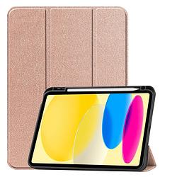 Foto van Basey ipad 10 hoes case hoesje hard cover - ipad 10 2022 hoesje bookcase uitsparing apple pencil - rosƒ© goud