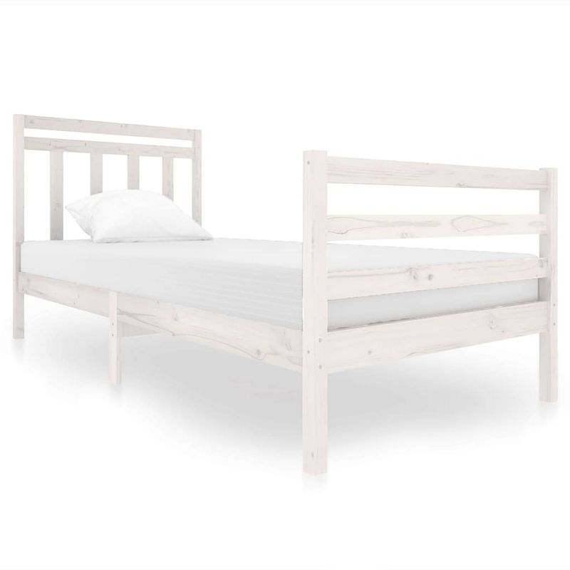 Foto van The living store bedframe grenenhout - wit - 90 x 200 cm - stabiel en stijlvol