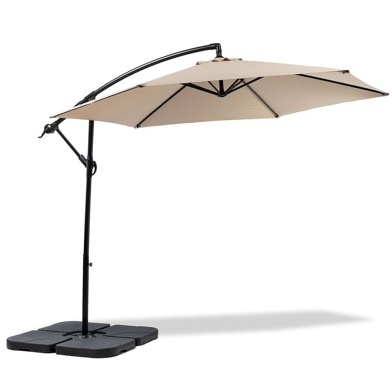 Foto van Maxxgarden zweefparasol - parasol set met tegels - ø300 cm (taupe)