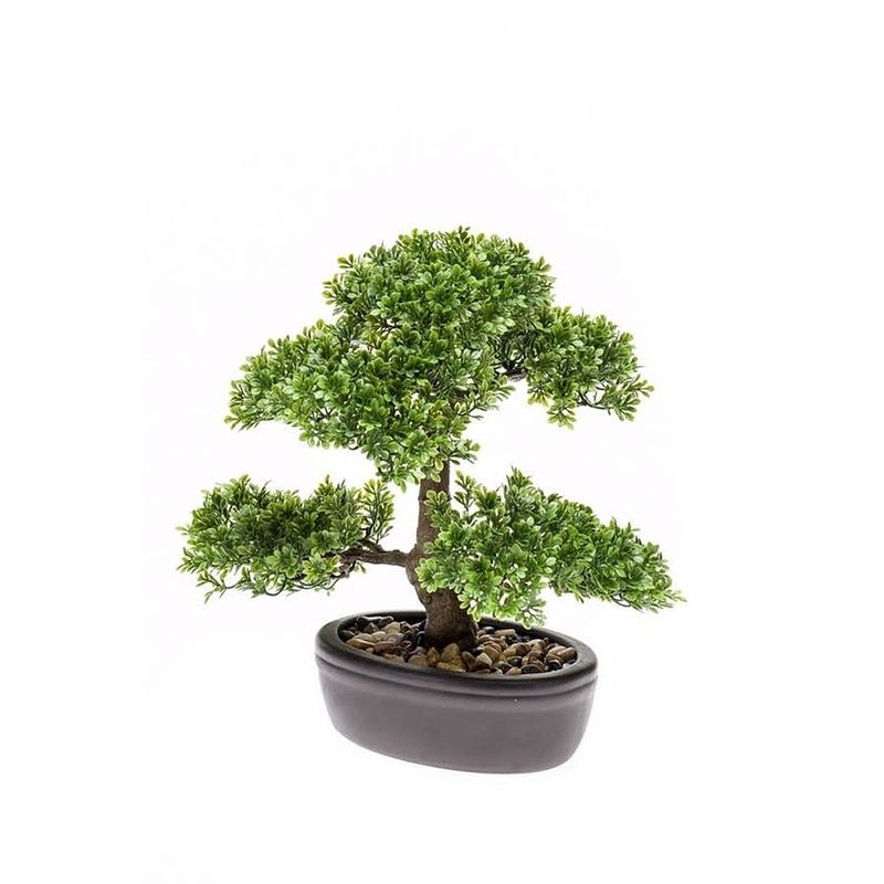 Foto van Kunstplant mini bonsai boompje in pot 32 cm - kunstplanten