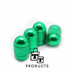 Foto van Tt-products ventieldoppen green bullets aluminium 4 stuks groen - auto ventieldop - ventieldopjes