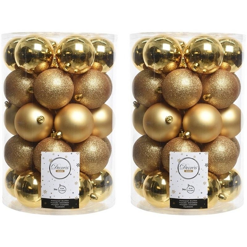 Foto van Gouden kerstboomballen set 68 stuks - kerstbal