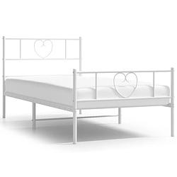 Foto van Vidaxl bedframe met hoofd- en voeteneinde metaal wit 107x203 cm