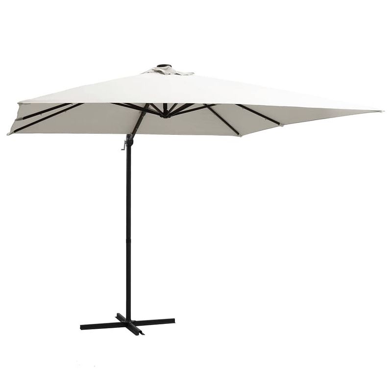 Foto van Vidaxl zweefparasol met led-verlichting en paal 250x250 cm zandkleurig