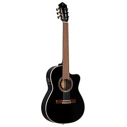 Foto van Ortega rce138-t4bk performer series black elektrisch-akoestische klassieke gitaar met gigbag