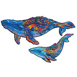 Foto van Unidragon houten puzzel dier - melkachtige walvissen - 98 stukjes - small 25x15 cm