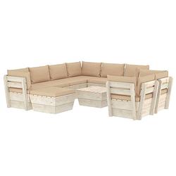 Foto van Vidaxl 10-delige loungeset met kussens pallet vurenhout