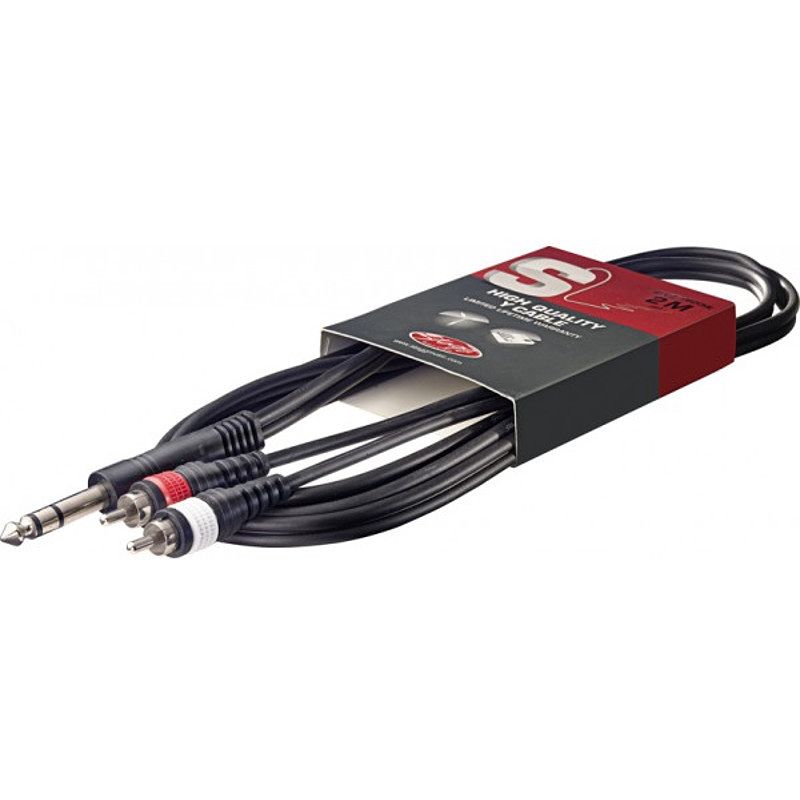 Foto van Stagg syc2/ps2cm e 6.3 mm trs jack - 2x rca kabel 2 meter