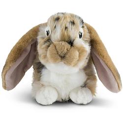 Foto van Pluche bruin/wit hangoor konijn knuffel 30 cm speelgoed - knuffel huisdieren