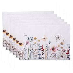 Foto van Haes deco - set van 6 placemats - 48x33 cm - 100% katoen - flowerbomb