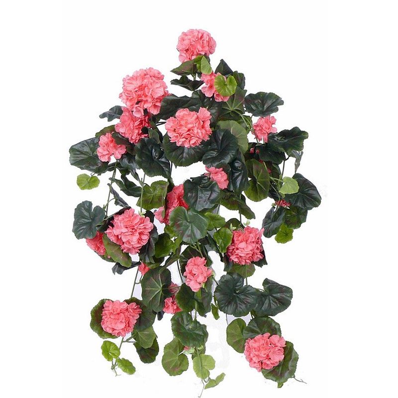 Foto van Roze geranium kunstplant hangplant 70 cm - kunstplanten