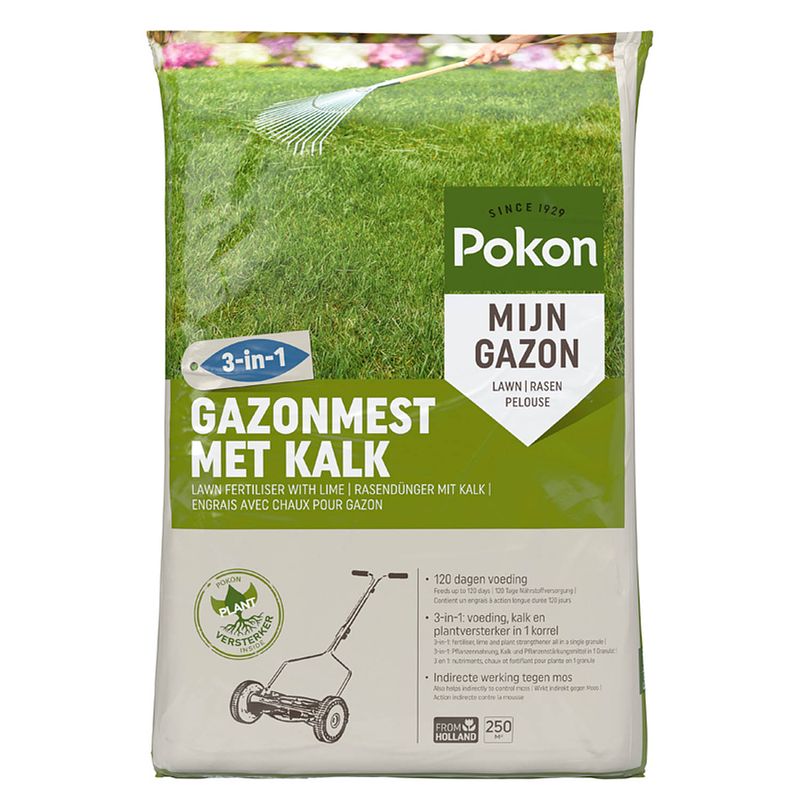 Foto van Pokon - gazonmest met kalk 250m2