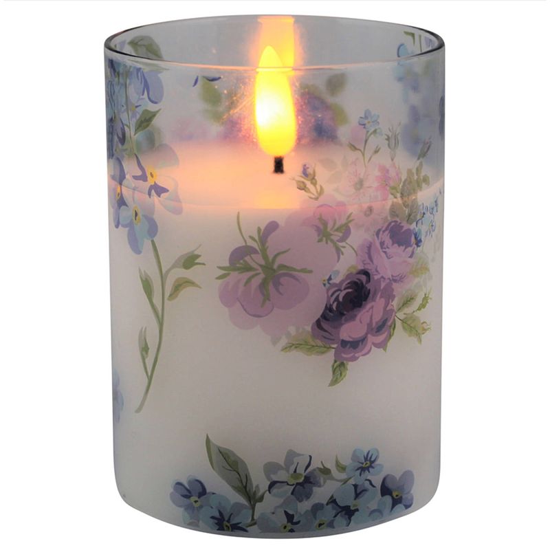 Foto van Magic flame - led kaars in glas bloem 10cm blauw