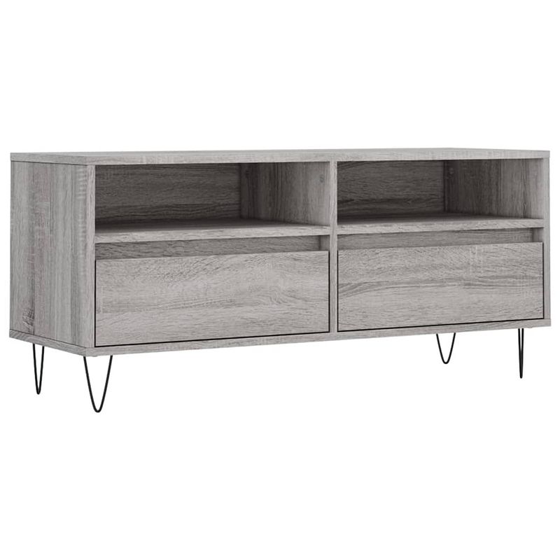 Foto van The living store tv-meubel - grijs sonoma eiken - 100 x 34.5 x 44.5 cm - opbergruimte en stabiel