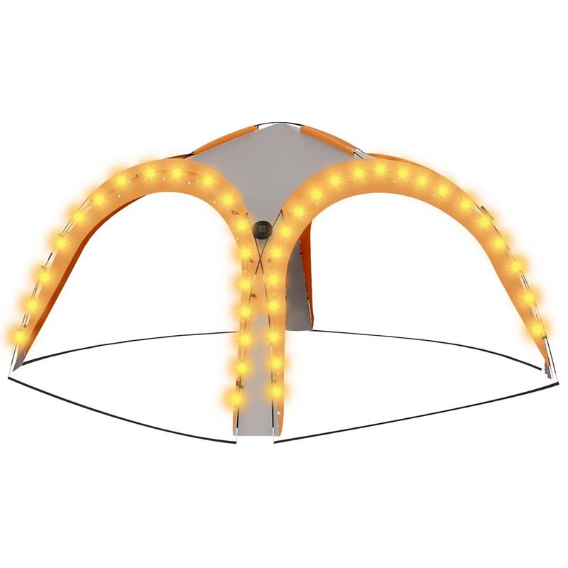 Foto van Vidaxl partytent met led en 4 zijwanden 3,6x3,6x2,3 m grijs en oranje