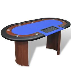 Foto van Vidaxl pokertafel voor 10 personen met dealervak en fichebak blauw