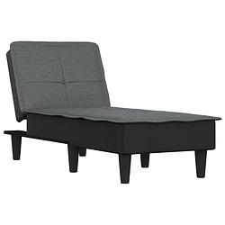 Foto van The living store chaise longue - verstelbaar - donkergrijs - 55x140x70 cm - ademende stof en multiplex frame